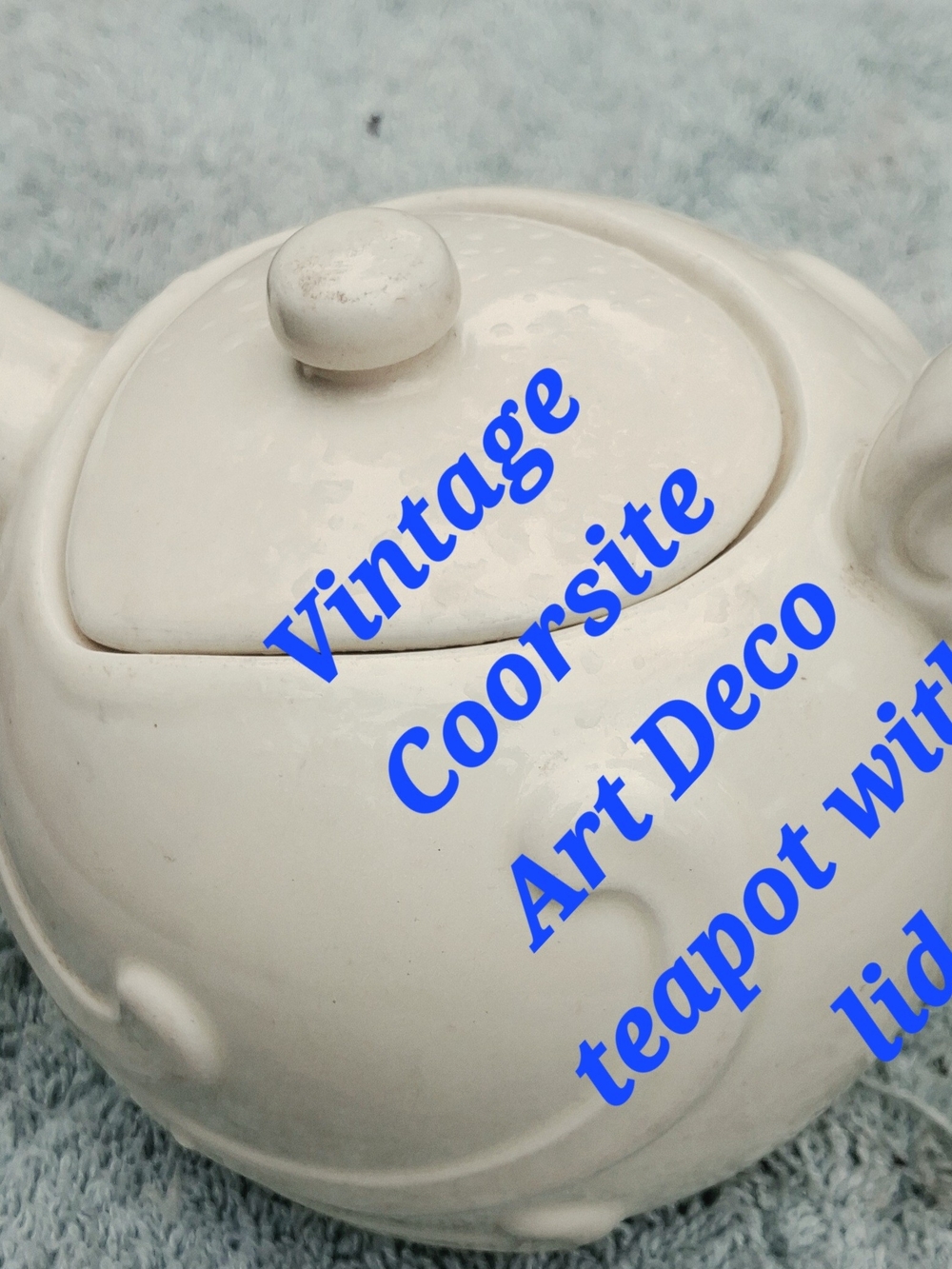 Vintage Art Deco White Ceramic Teapot with Lid